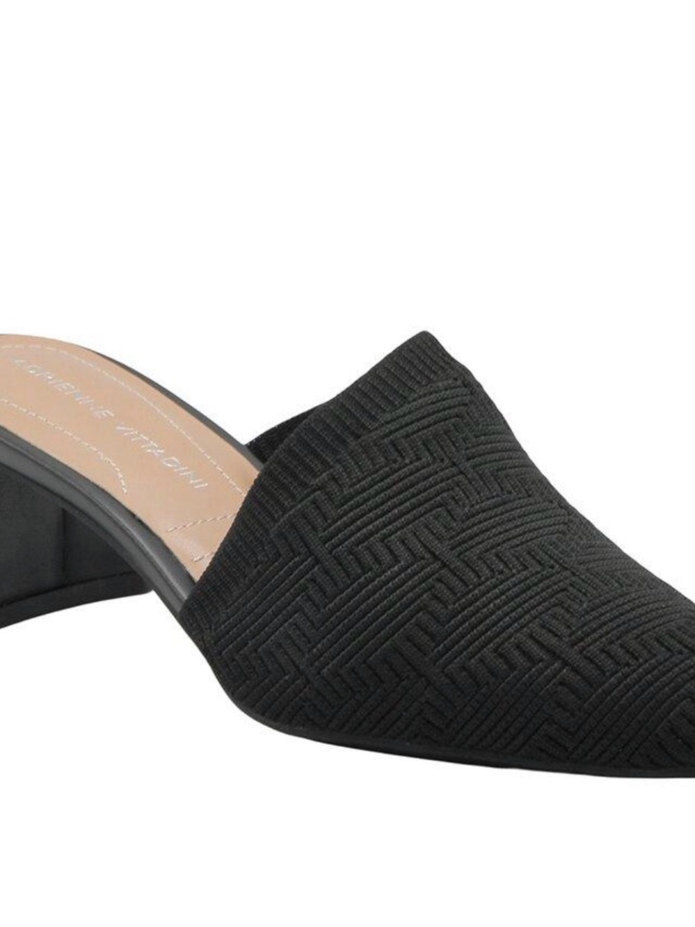 Adrienne Vittadini Black Textured Pointed-Toe Mule Heels